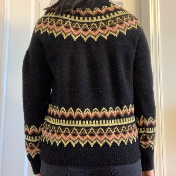 Black Knit Sweater with Geometric Designs - Picture 2 of 3